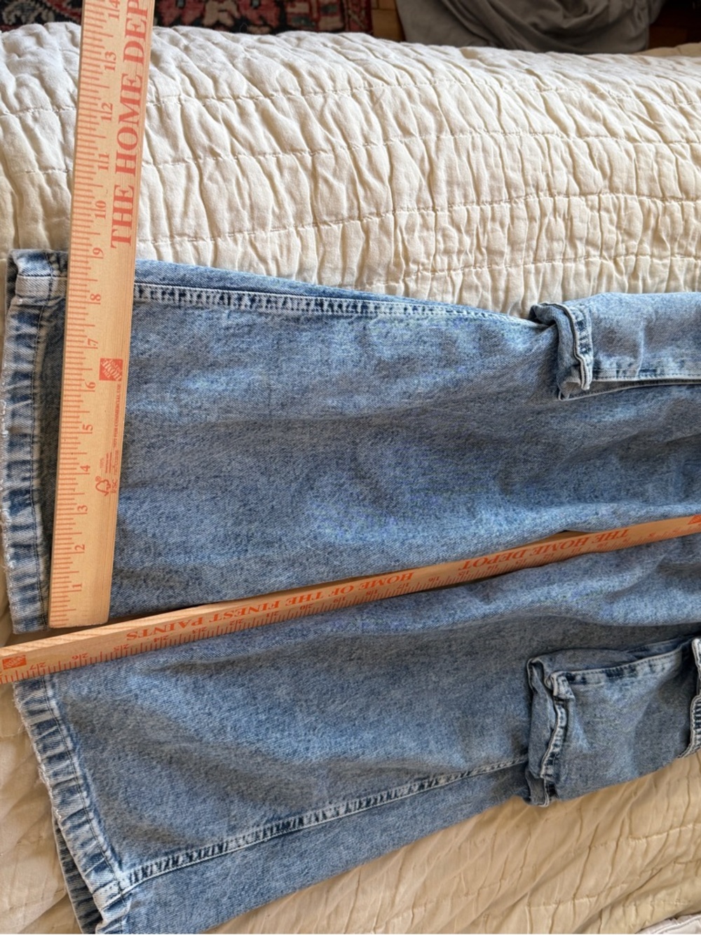 Girls H&M wide leg Light Blue Washed Cargo Jeans - Picture 9 of 10